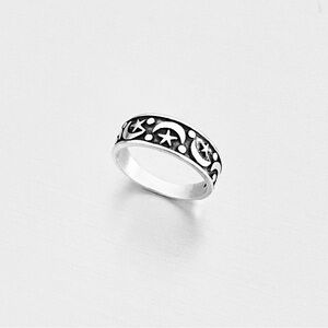 Sterling Silver Moon and Star Ring, Celestial Ring, Crescent Moon Rings, Sky